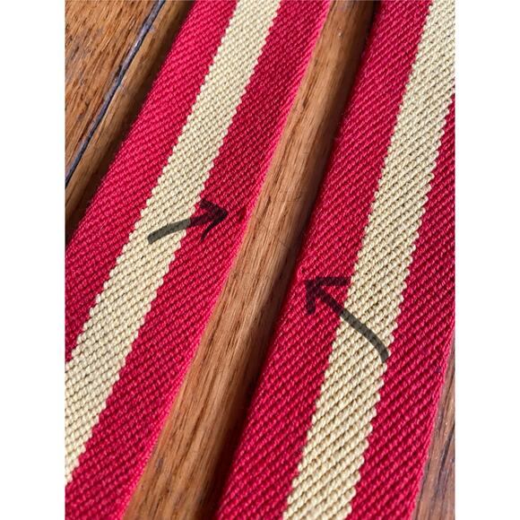 PAUL STUART Red/Yellow Stripe Stretch Belt w/Leather Trim Mens sz 42 - Picture 7 of 12